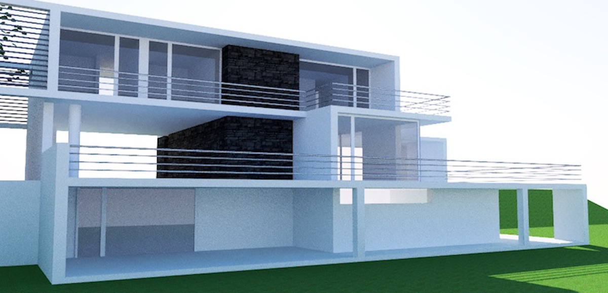 Terreno com 2 casas geminadas com vista para o mar em Sintra não terminada.