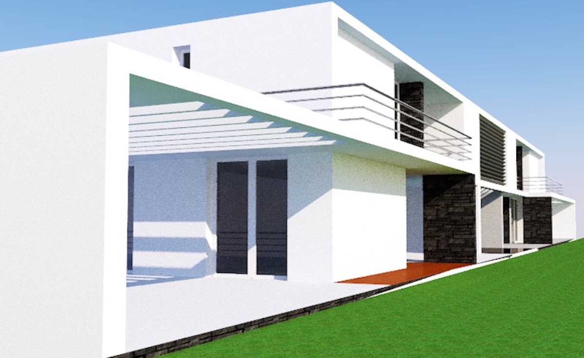 Terreno com 2 casas geminadas com vista para o mar em Sintra não terminada.