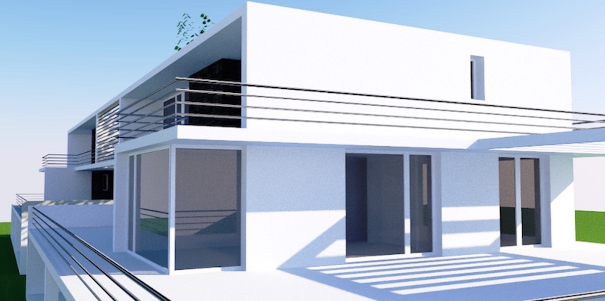 Terreno com 2 casas geminadas com vista para o mar em Sintra não terminada.