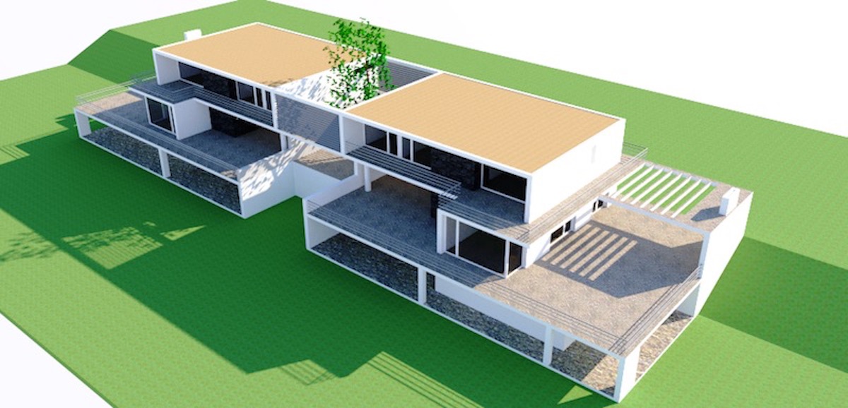 Terreno com 2 casas geminadas com vista para o mar em Sintra não terminada.